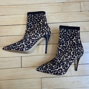 Something Navy Leopard Sock Booties